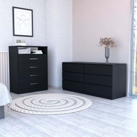 Tryon 2 Piece Bedroom Set, Drawer Dresser + Drawer Dresser, Black - Black