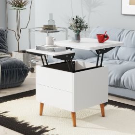 Modern Multi-functional Coffee Table Extendable with Storage & Lift Top in White - as Pic