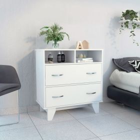 Double Drawer Dresser Arabi, Two Shelves, White Finish - White