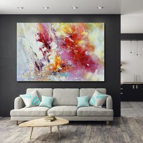 Hand oil painting Wall Art Canvas Prints Painting Artwork Picture Abstract Knife Painting Red Seascape Home Decoration - 100X150cm