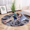 1pc, Tie-Dye Plush PV Velvet Area Rug, 62.99", American Style Round Rug, Floor Decor - Tie-dye Dark Gray - 62.99inch