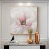 Hand Painted Oil Painting Pink flower Rosebush On Canvas Living Room Hallway Bedroom Luxurious Decorative Painting - 100x100cm - 01