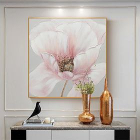 Hand Painted Oil Painting Pink flower Rosebush On Canvas Living Room Hallway Bedroom Luxurious Decorative Painting - 120x120cm - 01