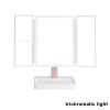 Rechargeable Foldable Makeup Mirror With LED Light 360° Adjust Wireless 1-3X Magnifying 3 Tone Light Desktop Vanity Table Mirror - three lights - CN