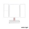 Rechargeable Foldable Makeup Mirror With LED Light 360° Adjust Wireless 1-3X Magnifying 3 Tone Light Desktop Vanity Table Mirror - white light - CN