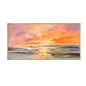 100% Hand Painted Abstract Setting Sun Oil Painting On Canvas Wall Art Frameless Picture Decoration For Living Room Home Decor Gift - 60x120cm