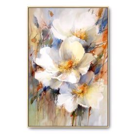 100% Hand Painted Abstract White Flower Oil Painting On Canvas Wall Art Frameless Picture Decoration For Live Room Home Decor - 70x140cm