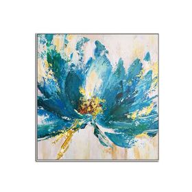 100%Hand Painted Abstract Art Blue Flower Oil Painting On Canvas Art Wall Painting For Living Room wall pictures Home Decoration - 80x80cm