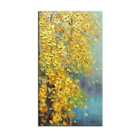 Thick Gold Money Tree 100% Hand Painted Modern Abstract Oil Painting On Canvas Wall Art  For Living Room  Home Decor No Frame - 40x80cm