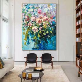 Modern Oil Painting Flowers Hand Painted Drawing Wall Art Canvas Pictures  Home Decoration Gift For Living Room Bedroom No Frame - 75x150cm