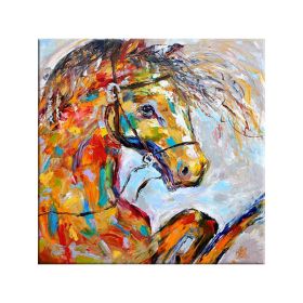 Hand Painted Cool Horse Canvas Oil Paintings Wall Art for Living Room Home Wall Decor Animals Pictures for  Room Art Decor - 60x60cm