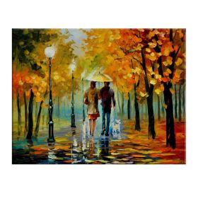 Landscape oil painting rain light street scenery lovers art canvas painting living room corridor office home decoration mural - 50x70cm