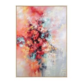 Modern Artist Painted Abstract Brilliant Red Flowers Oil Painting On Canvas Wall Art Frameless Picture Decor For Live Room Home - 60x90cm