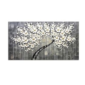 Abstract Knife 3D Flower Picture Wall Art Home Decor Hand Painted Flower Oil Painting on Canvas Handmade white Floral Paintings - 40x80cm