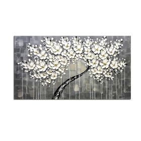 Abstract Knife 3D Flower Picture Wall Art Home Decor Hand Painted Flower Oil Painting on Canvas Handmade white Floral Paintings - 100x150cm