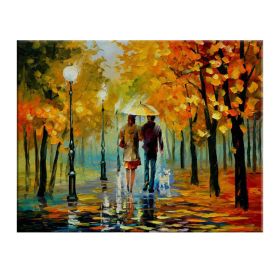 Landscape oil painting rain light street scenery lovers art canvas painting living room corridor office home decoration mural - 150x220cm