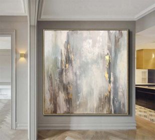 Abstract Paintings On Canvas Beige Painting Gold Abstract Oil Painting Calming Painting Extra Large Wall Art Canvas Hand Art - 150x150cm