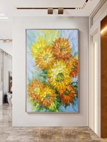 Poster Print Floral Vase Oil Painting Canvas Art Modern Wall Picture for Living Room Vincent Van Gogh Golden Sunflower - 60x90cm