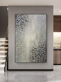 Hand Painted Abstract Oil Painting White Texture On Canvas Abstract Wall Art Picture Living Room Bedroom Wall Decor Unframed - 90x120cm