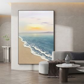 Hand painted oil painting sunrise seascape sailboat home decoration wall art canvas hanging painting - 150x220cm