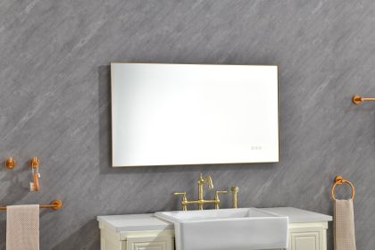 42x 24Inch LED Mirror Bathroom Vanity Mirror with Back Light;  Wall Mount Anti-Fog Memory Large Adjustable Vanity Mirror - Gold