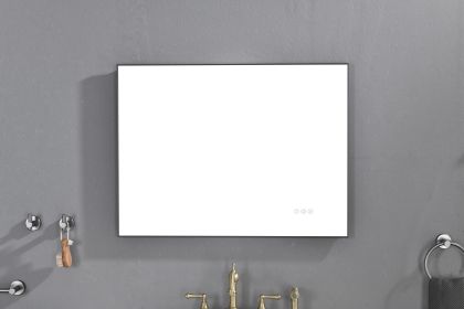 32x 24Inch LED Mirror Bathroom Vanity Mirror with Back Light;  Wall Mount Anti-Fog Memory Large Adjustable Vanity Mirror - Gunmetal