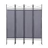 4-Panel Metal Folding Room Divider, 5.94Ft Freestanding Room Screen Partition Privacy Display for Bedroom, Living Room, Office - Gray