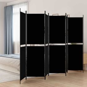 6-Panel Room Divider Black 118.1"x78.7" Fabric - Black