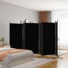 6-Panel Room Divider Black 204.7"x70.9" Fabric - Black