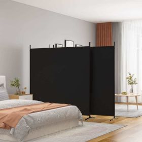 4-Panel Room Divider Black 274.8"x70.9" Fabric - Black