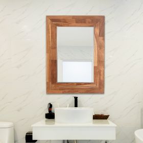 Solid Teak Wood Wall Mounted Mirror for Bathroom,Bedroom, HD Makeup Mirror,Decror Wall Mirror - as Pic