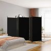 5-Panel Room Divider Black 170.5"x70.9" Fabric - Black