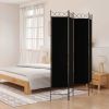 4-Panel Room Divider Black 63"x78.7" Fabric - Black