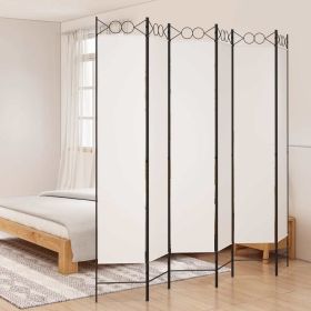 6-Panel Room Divider White 94.5"x86.6" Fabric - White