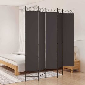 5-Panel Room Divider Brown 78.7"x86.6" Fabric - Brown