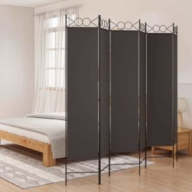 6-Panel Room Divider Brown 94.5"x78.7" Fabric - Brown