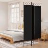 3-Panel Room Divider Black 47.2"x86.6" Fabric - Black