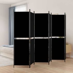 6-Panel Room Divider Black 118.1"x70.9" Fabric - Black