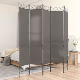 5-Panel Room Divider Anthracite 78.7"x86.6" Fabric - Anthracite