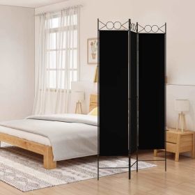 3-Panel Room Divider Black 47.2"x78.7" Fabric - Black