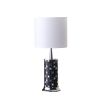 24" Jon Chrome Bohemian Black Glass Mosaic Modern Pillar Table Lamp - as Pic