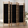 Folding 6-Panel Room Divider 94.5" Bamboo and Canvas - Black