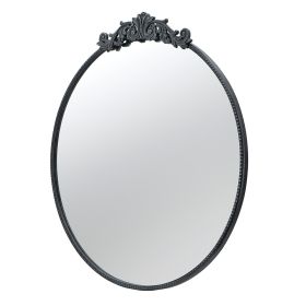 36" x 39" Classic Design Mirror with Round Shape and Baroque Inspired Frame for Bathroom, Entryway Console Lean Against Wall - as Pic