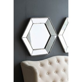 21" x 18" Hexagon Wall Mirror with Traditional Silver Finish, Home Decor Accent Mirror for Living Room, Entryway, Bedroom - as Pic