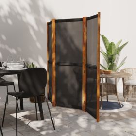 3-Panel Room Divider Black 82.7"x70.9" - Black