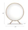 ACME Midriaks Mirror & Stool in PU, White & Gold Finish AC00723 - as Pic