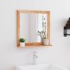 Wall Mirror 21.7"x21.7" Solid Wood Walnut - Brown