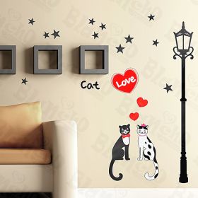 Cat Love - Wall Decals Stickers Appliques Home Decor - HEMU-HL-952