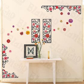 Flower Frame - Large Wall Decals Stickers Appliques Home Decor - HEMU-XS-006