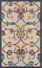 Stylish Classic Pattern Design Floral Damask High-Low Indoor Outdoor Area Rug - Navy|Orange - 5' X 8'